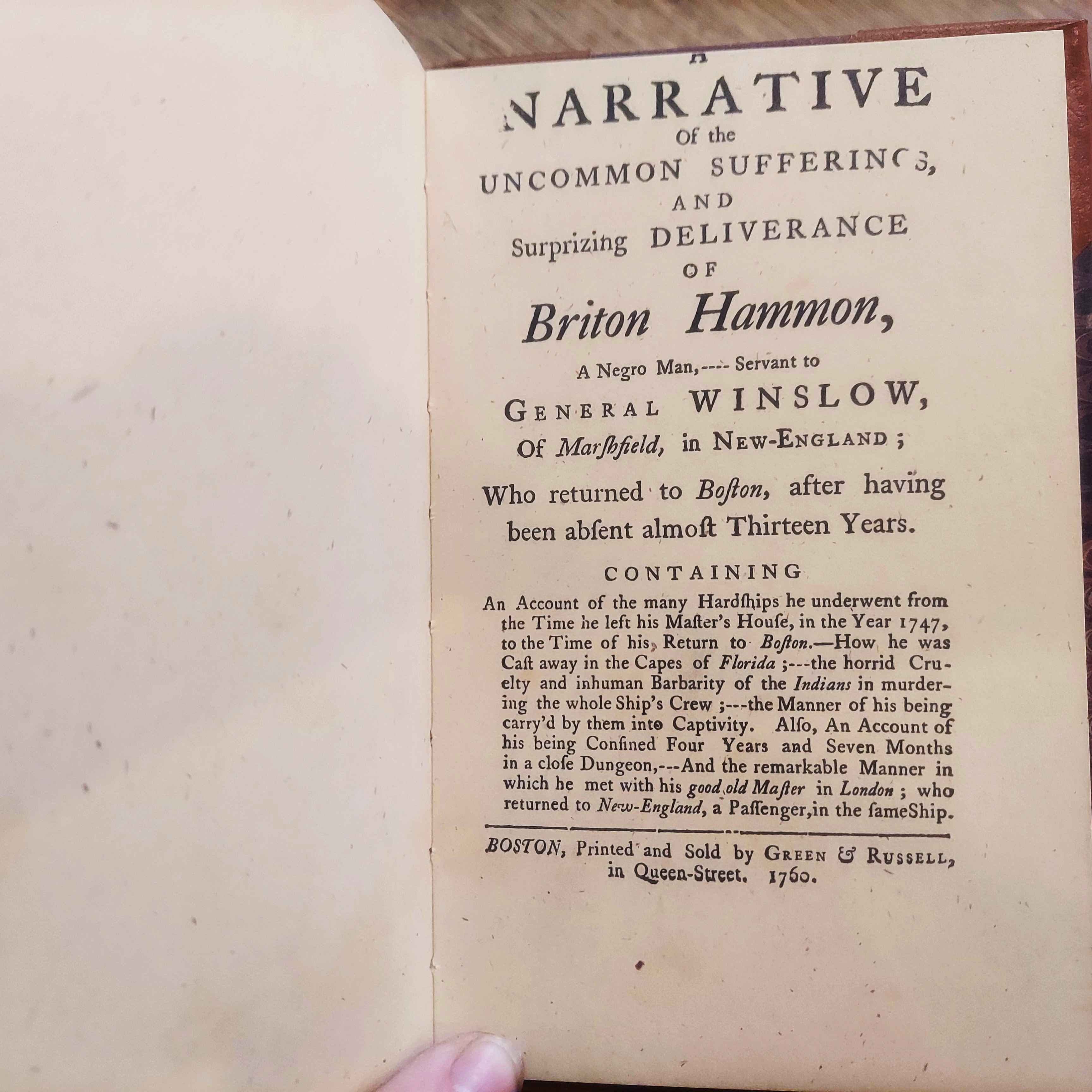 Captivity of Briton Hammon : A Narrative of the Uncommon Sufferings and Surprizing Deliverance of Briton Hammon, A Negro Man (Treasures of the Library of Congress)