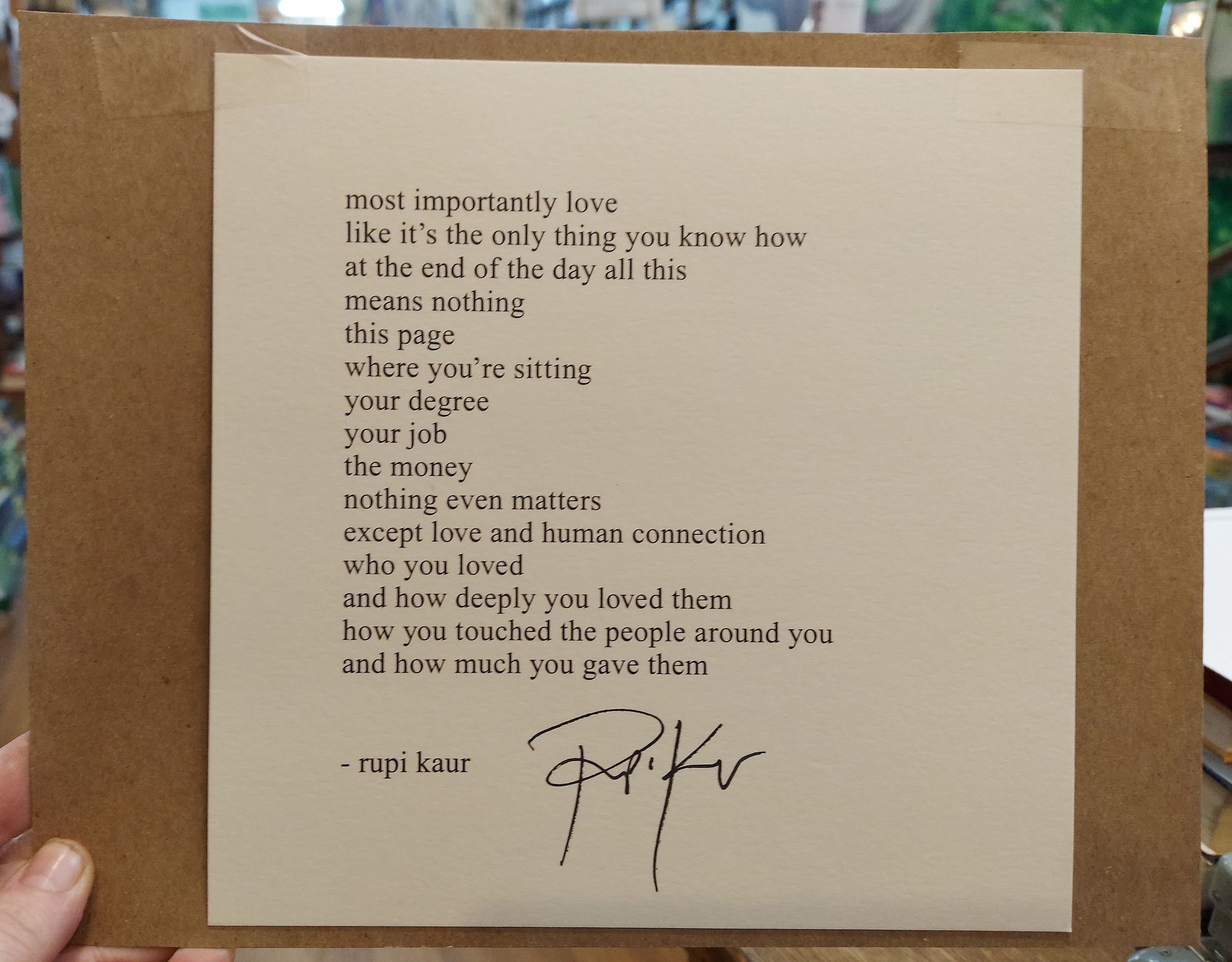 Signed Poem By Rupi Kaur - IBD 2024