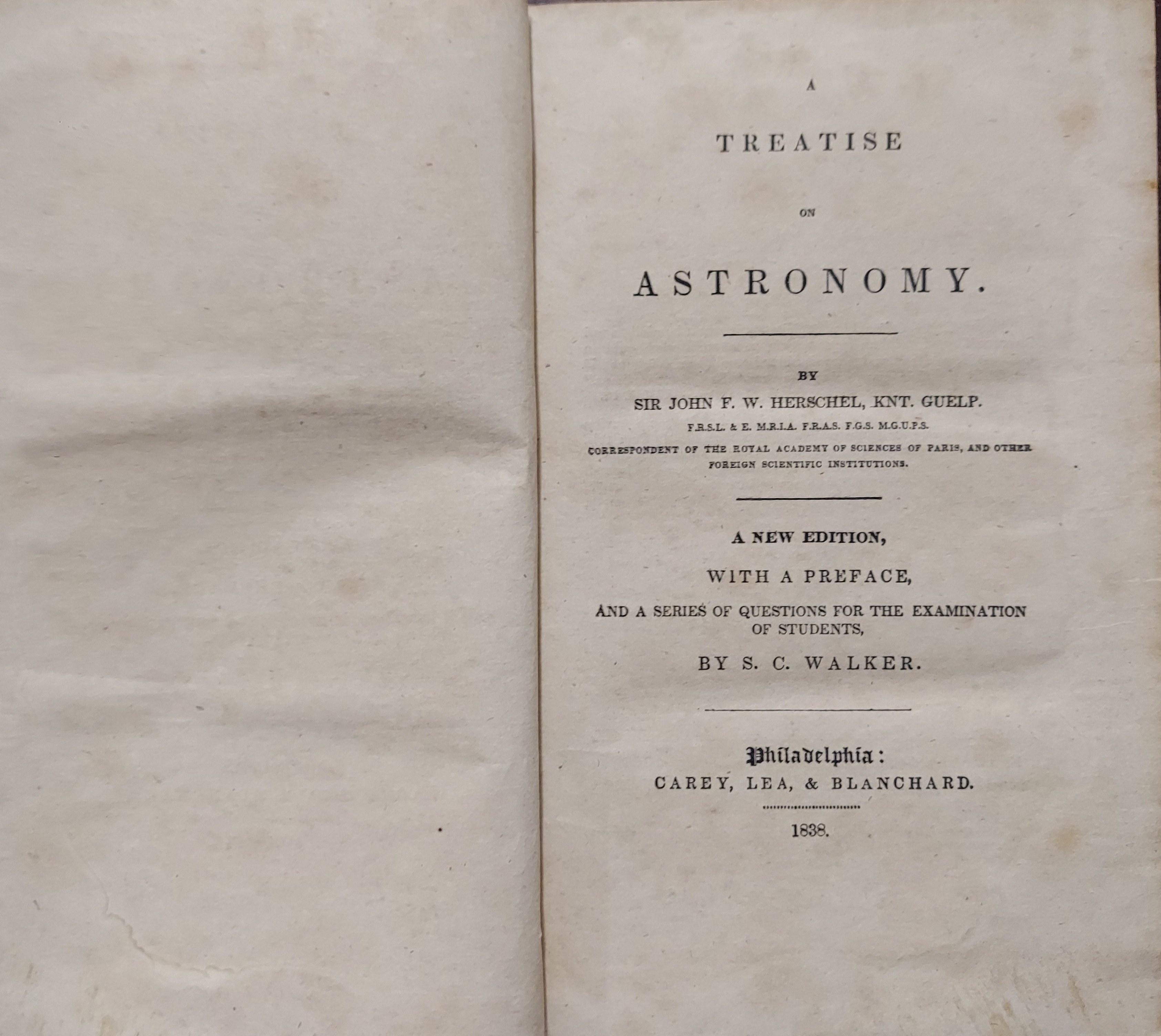 Image for A Treatise on Astronomy 1838 A Treatise on Astronomy 1838